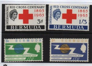 Bermuda 1963 & 65 2 MNH sets Red Cross & ITU