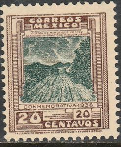 MEXICO 727, 20c HIGHWAY INAUGURATION, MINT NEVER HINGED.