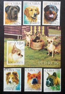 CUBA Sc# 4851-4857  DOGS canines CPL SET of 6 + SS 2008  used / cto