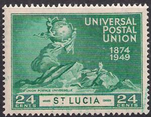 St Lucia 1949 KGV1 24ct Blue Green 75th Anniv Postal union Umm SG 163 ( L1010 )