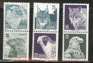 SWEDEN Scott 1015-1020 MH*  1973 protected animal set