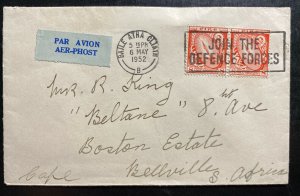 1952 Dublin Ireland Airmail Cover To Boston Estate South Africa