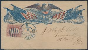 #65 ON VF CIVIL WAR PATRIOTIC EAGLE & FLAGS COVER VERY SCARCE BS1172