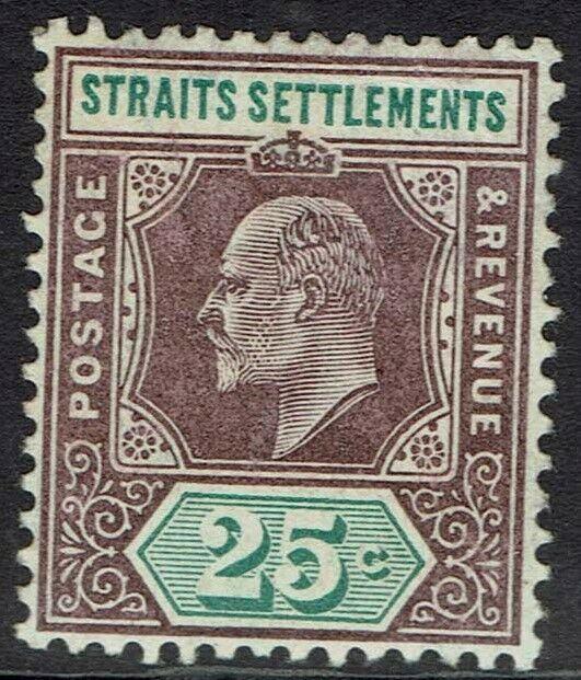 STRAITS SETTLEMENTS 1904 KEVII 25C WMK MULTI CROWN CA 