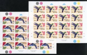 ANTIGUA BIRDS GENEVA '92 SCOTT #1589/96 IMPERF SHEETS OF 16 MINT NH RARE