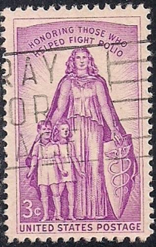 1087 3 cent Polio, March of Dimes VF used