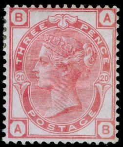 SG144, 3d pale rose plate 20, M MINT. Cat £850. AB