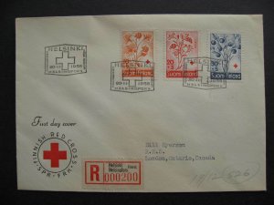 Finland Sc B151-3 Berries, registered Red Cross cachet FDC to Canada 