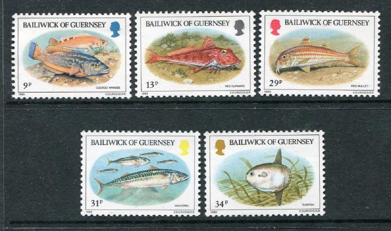 Guernsey 308-312, MNH Marine Life, Fish 1985. x29362