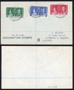 Cayman Islands 1937 Coronation set on reg d First Day Cover GEORGETOWN pmks