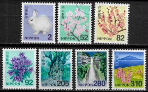 Japan #3647-53 Used Set - Bunny - Flowers - Scenic Views