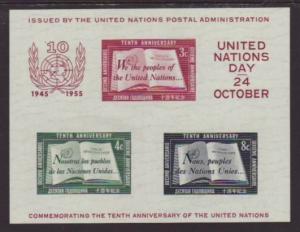 UN New York 38 Type II Souvenir Sheet MNH VF  