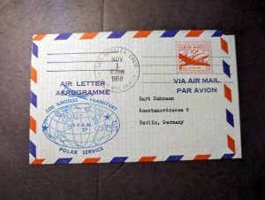 1958 USA Airmail FAM 27 Polar Service Cover Los Angeles CA to Berlin Germany