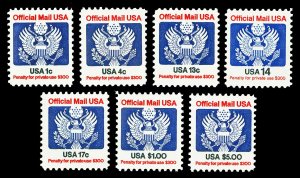 Scott O127-O133 1c to $5.00 Official Issues Mint F-VF NH Cat $13.75