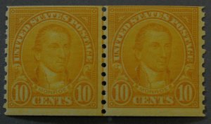 United States #603 Ten Cent Monroe Coil Line Pair MNH