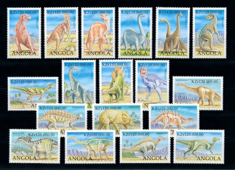 [101640] Angola 1998 Dinosaurs prehistoric animals From sheet MNH