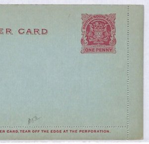 RHODESIA BSACo Unused Postal Stationery Letter Card 1d {samwells-covers}YO153