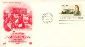 1981 20c James Hoban (Scott 1936) POA Red Artcraft UA FDC