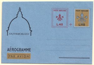 VATICAN CITY 1975 40L+110L Vatican Arms Aerogramme Mi.LF12 Unused