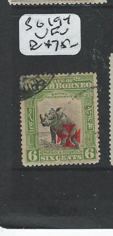 NORTH BORNEO (P1706B) 6C RHINOCEROS RED CROSS SG194  VFU