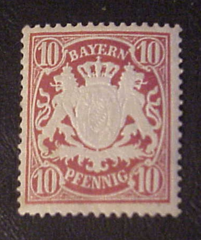 1888 BAYERN BAVARIA EMBOSSED 10 PFENNIG STAMP M/NH  SUPERB!