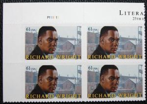 US #4386 MNH Plate Block of 4, Richard Wright SCV $5.00 