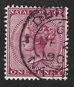 NATAL #51 Used 1p Queen Victoria Stamp 2019 CV $8.50