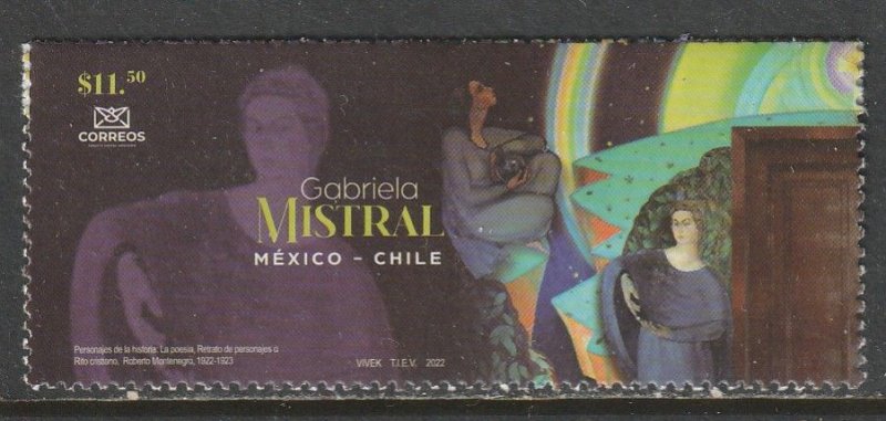 MEXICO 3271, GABRIELA MISTRAL, NOBEL PRIZE LAUREATE IN LITERATURE. MINT NH VF