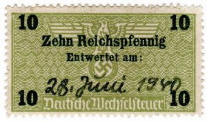 (I.B) Germany Revenue : Exchange Tax 10rpf (1940)