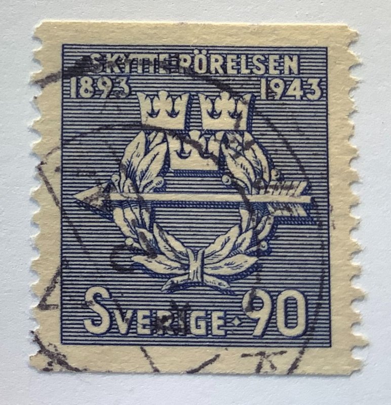 Sweden 1943 Scott 343 used -  90o, National Voluntary Rifle Association