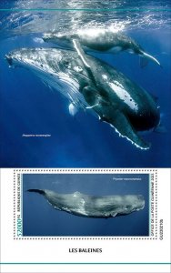GUINEA - 2023 - Whales - Perf Souv Sheet - Mint Never Hinged