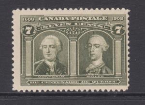 Canada Sc 100 MLH. 1908 7c Montcalm & Wolfe F-VF