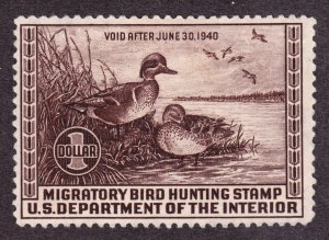 US RW6 $1 Duck Hunting Mint F-VF OG H SCV $225