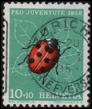 Switzerland B218 - Used - 10c+10c Ladybug (1952) (cv $0.55) (2)