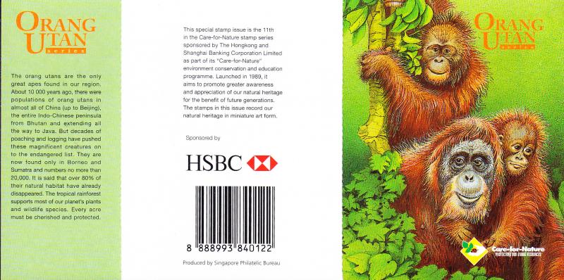 Singapore 2001 Orangutan Booklet  VF