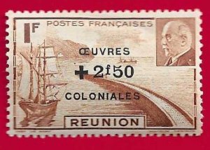 REUNION SCOTT#B14 1944 BAY OF ST. DENIS SURCHARGED - MH