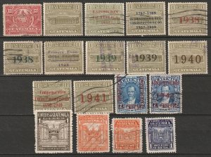 Guatemala 1919-49 Sc RA1//RA23 postal tax selection 18 values most used