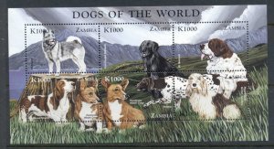 Zambia 1999 Dogs of the World sheetlet MUH