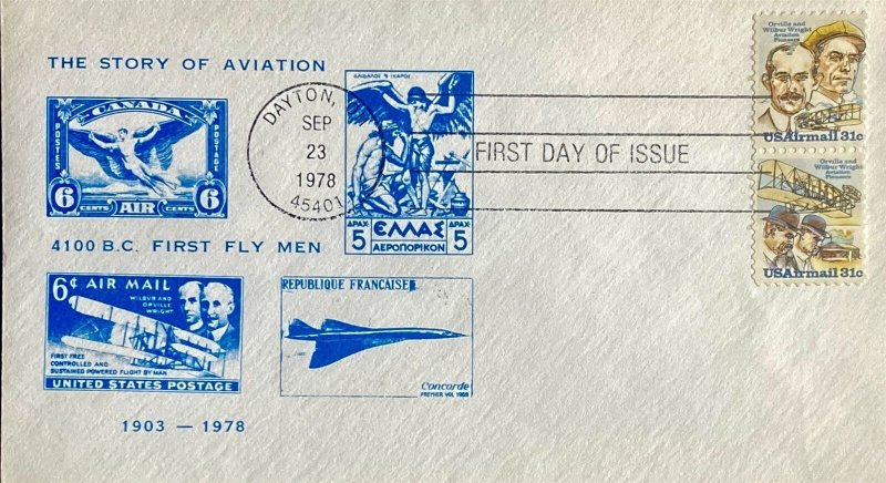 C92A The Wright Brothers Dayton, Ohio Story of Aviation on Stamps