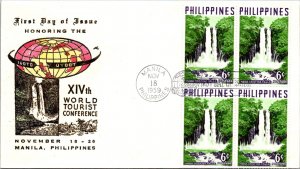 Philippines FDC 1959 - 14th World Tourist Conf - 4x6c Stamp - Block - F43546