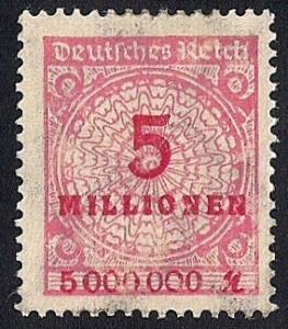 Germany #285  5Mil M Numerial, Rose, Mint OG H F-VF