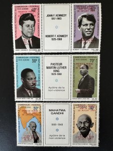 Cameroon 1969 Mi. 592 - 597 Apollo nonviolence Gandhi Kennedy Luther King
