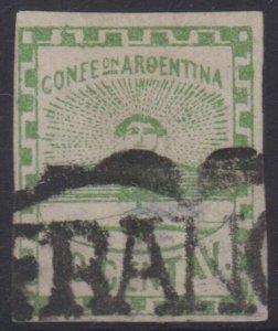 ARGENTINA 1858 CONFEDERATION Sc 2 FRANCA OF RIO CUARTO, CORDOBA PTMK CV$360  