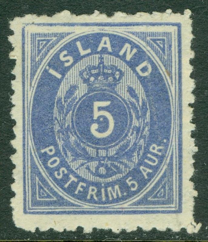 EDW1949SELL : ICELAND 1876 Scott #8 Very Fine, Mint No Gum Deep color Cat $475.