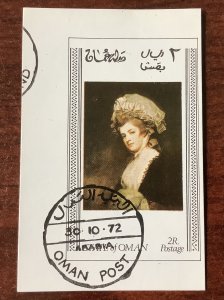 Oman 1972 Cinderella stamp MH - 18th Century Portrait of a lady wearing bonnet