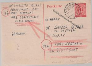 1946 Dietfurt Germany PS Card Cover War Criminal Prison Camp # 78 Kornwestheim