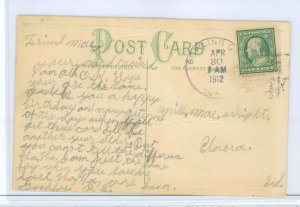 US 357 1909 issue, clean bluish green light cancelled stamp with large circled city, time and date stamp