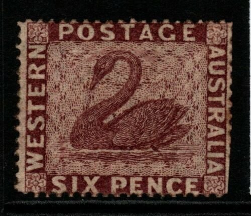 WESTERN AUSTRALIA SG42 1861 6d PURPLE-BROWN p14-16 MTD MINT 