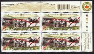 KOREA ARMISTICE * KOREAN WAR = Canada 2003 #1993 MNH UR Block of 4 w/Bar Code