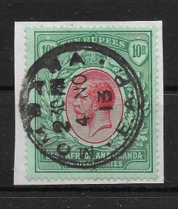 KENYA, UGANDA & TANGANYIKA SG58 1912-21 10r RED & GREEN ON GREEN USED